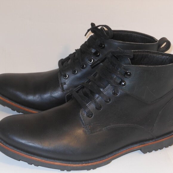 TIMBERLAND BLACK LEATHER ANKLE BOOTS SIZE 10 MEDIUM - Picture 8 of 9